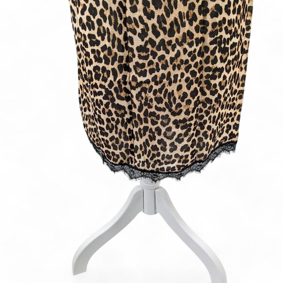 ASOS Design Lace Trim Midi Slip Dress Animal Leopard Print Size 2 - Picture 7 of 9